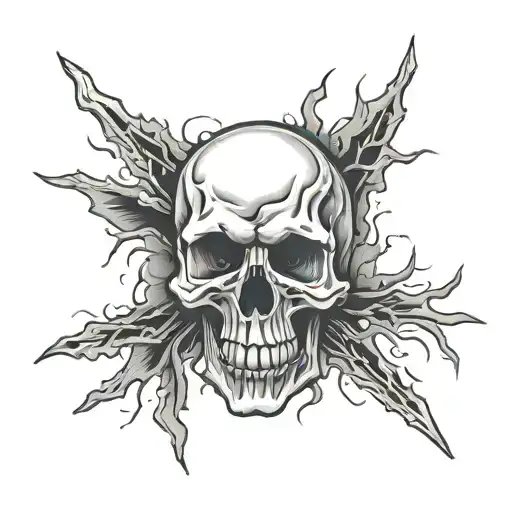 Pain Word And Skull For Hand