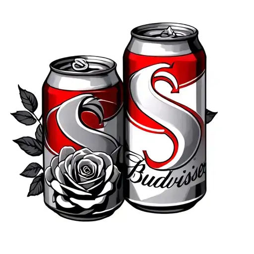 Budweiser Can With The Initial S Somewhere With Roses