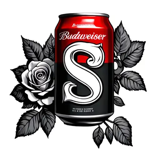 Budweiser Can With The Initial S Somewhere And Roses