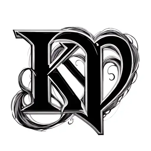 The Letters K P T In Love Heart Intertwined