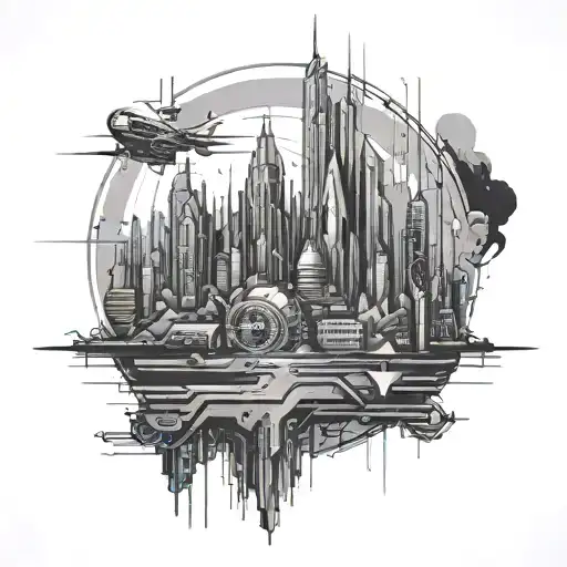 Minimalist Cyberpunk Cityscape