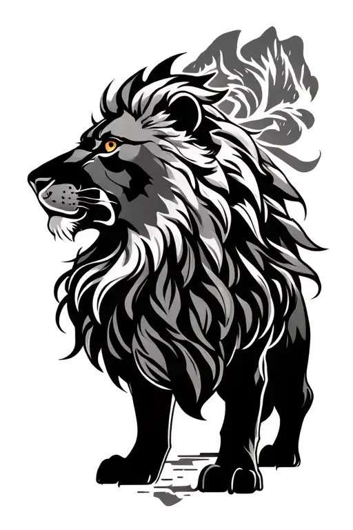 Mountain Range Silhouette With German Lion