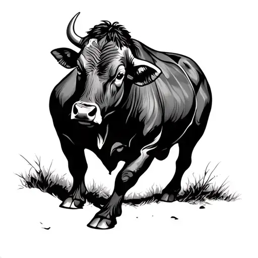 Side View Of A Bull Walking