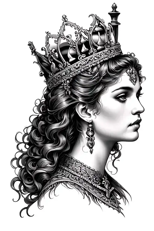 Beautiful Chess Queen Female Headshot Gothic Medevial