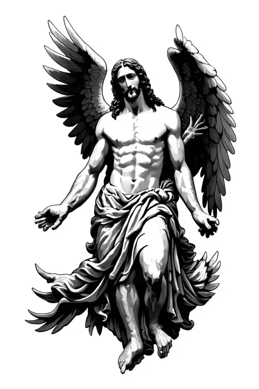 Jesus With Wings Head Down