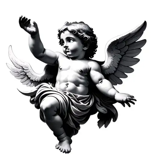 Cherub Reaching Up With One Arm