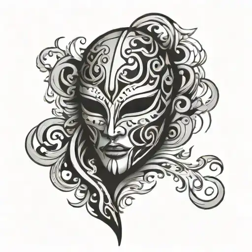 Broken Mask Simple Outline