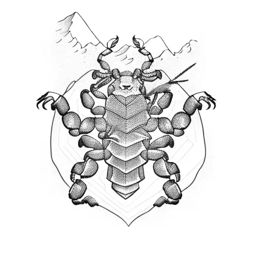 Scorpion And Bear In The Mountains On A Sunny Day