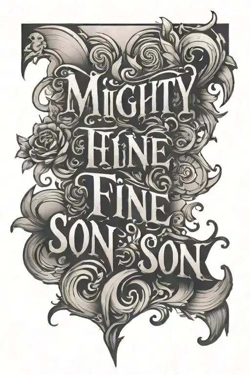 Text Saying Mighty Fine Son