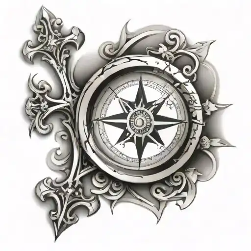 Christian Cross With Compass