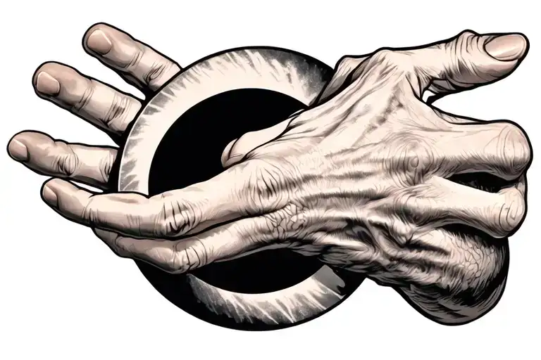 Men's Tattoo On The Hand Of A Circle