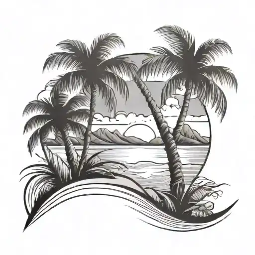 Beach Scene With Palm