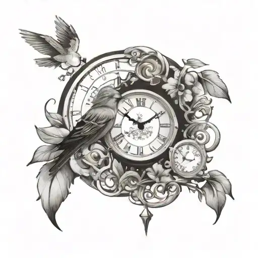 Bird And Clock Face