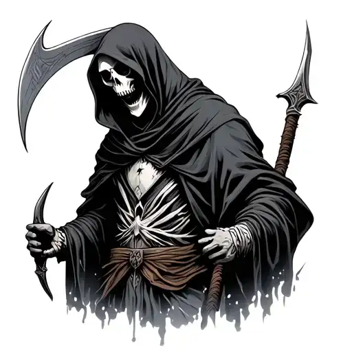 Grim Reaper Holding A Scythe