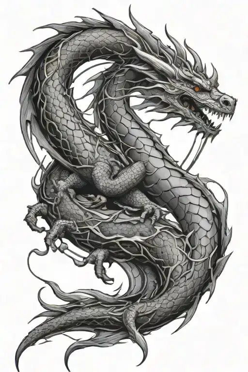 Dragon Wrapped Around A Solar Eclipse