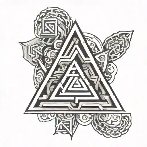 Nordisch Valknut Symbol With Red