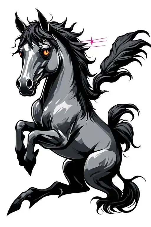 Evil Horse On Hind Legs With Laser Eyes