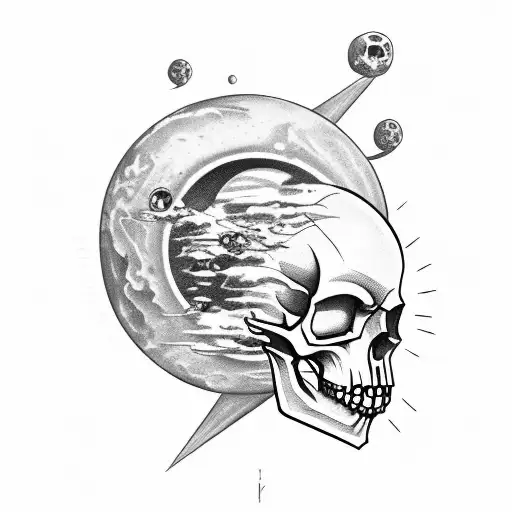Incorporate A Planet With A Skull In A Tattoo That Symbolizes The Cycle Of Life And Death