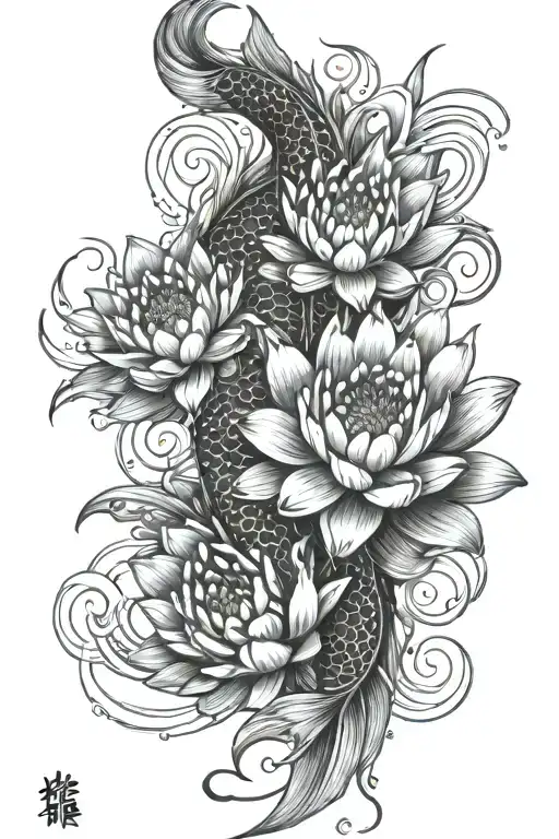 Water Lotus Water Koi Fish Spine