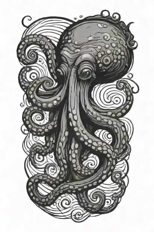 Octopus Van Gogh Starry Night Swirl