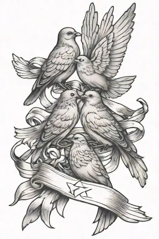 Doves And Birth Ribbons