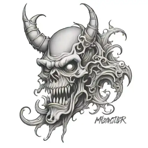 Tattoo The Word Monster With Different Fonts
