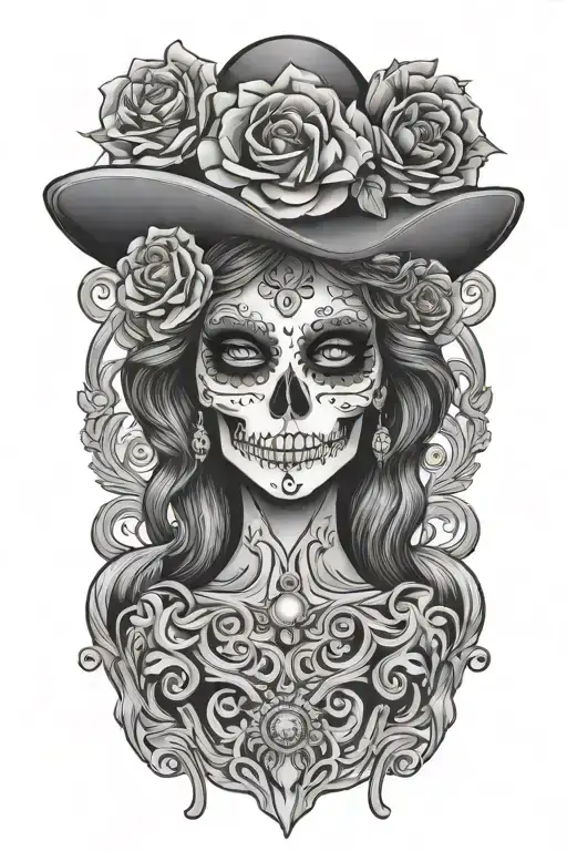 Skull Mexican Catrina
