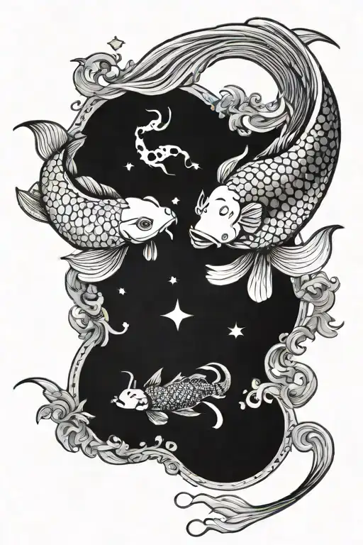 Firelily Aries Aquarius Constellation Koi Fish Yin Yang