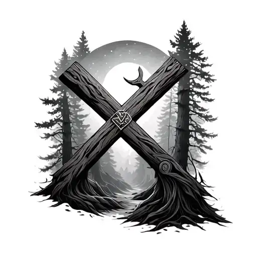 Cross With A Forrest Background