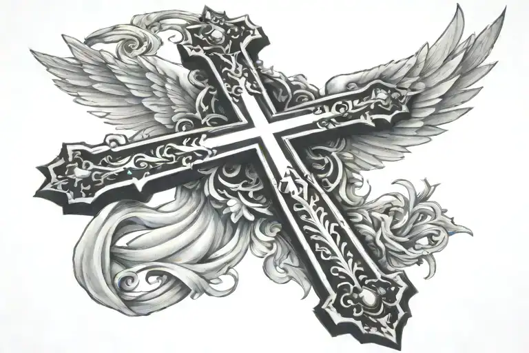 Christian Cross With Angel