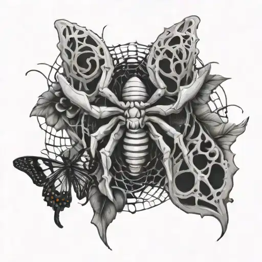 Skeleton Hand Spider Web Butterfly