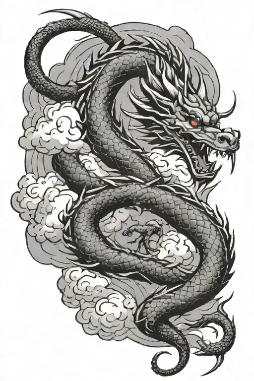 Dragon And Clouds Surrounding