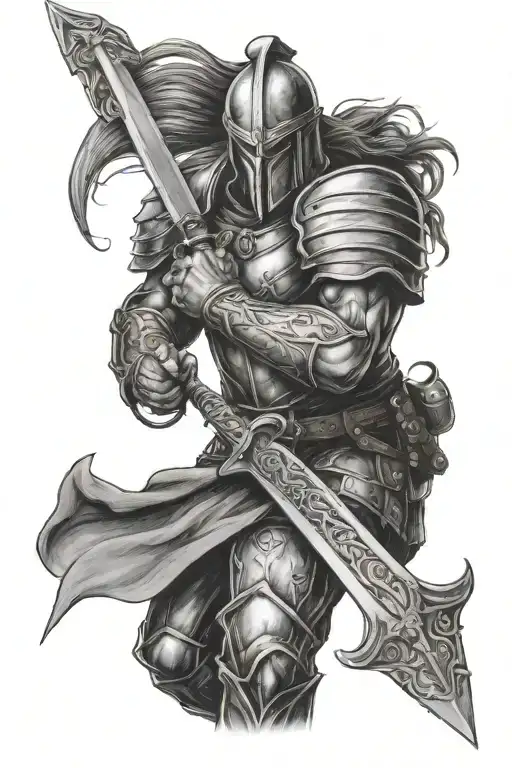 English Warrior Wielding A Sword