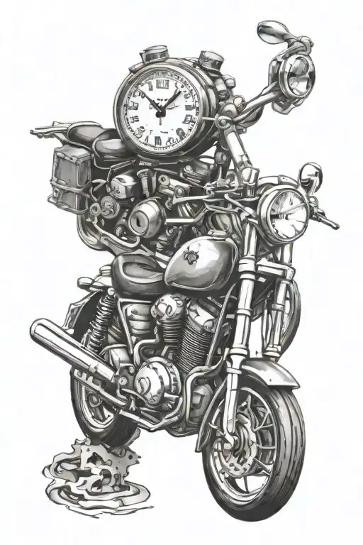 Two Motorcycles Inside A Clock