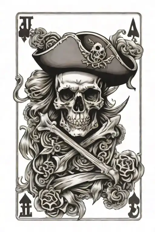 Ace Of Diamonds Playing Card Pirate Themed Tattoo Incorporating