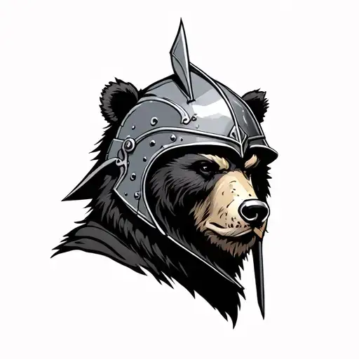 A Bear Wearing Ares God Of War Helmet