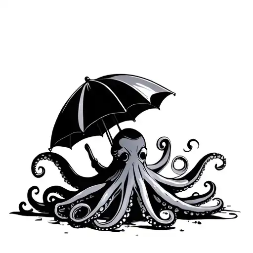Octopus Holding An Umbrella