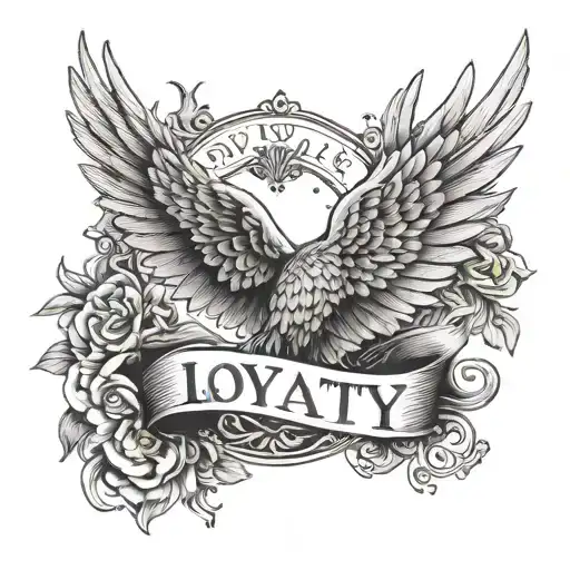 Word 'Loyalty' Between Wings Spread Wide
