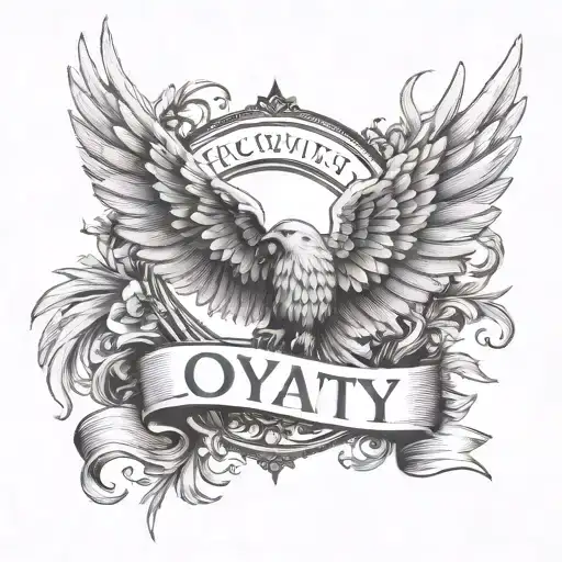 Word 'Loyalty' Between Wings Spread Wide