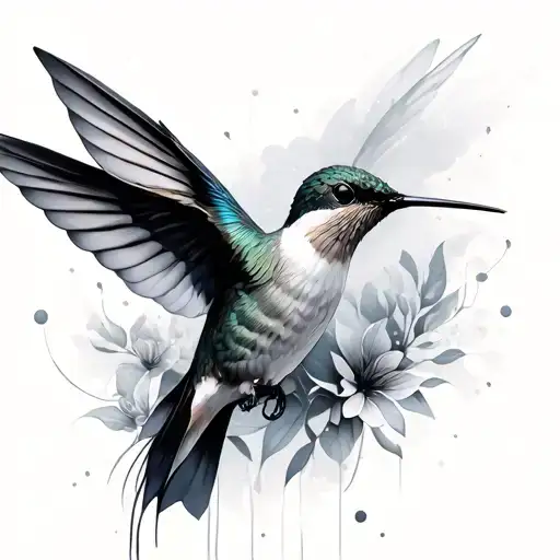 Ethereal Simplistic Hummingbird Flying