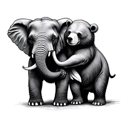 Elephant And Bear Holding