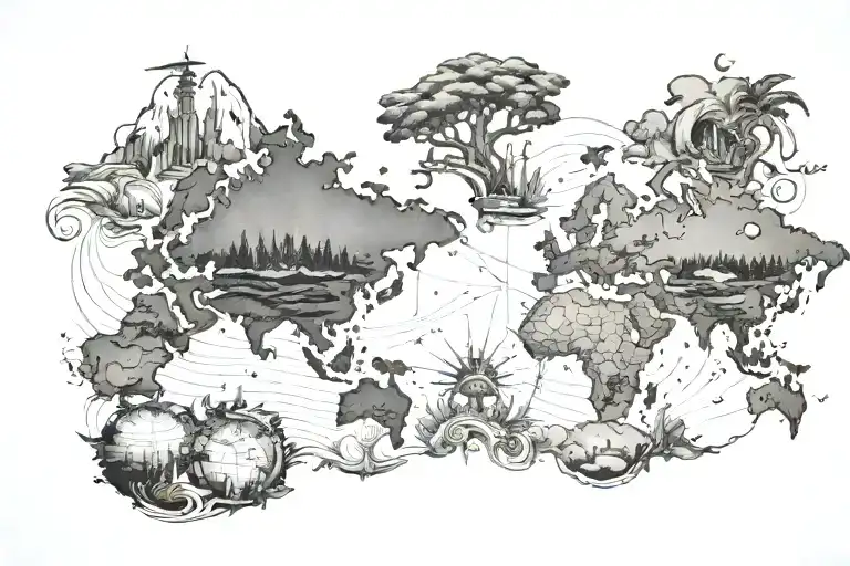 Background Of All 7 Continents In A Banner