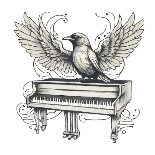 Imagine Bird With Wings Made Of Piano Keys Fine Line Minimalist Music Love