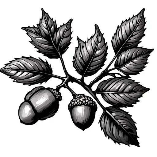 Willow Tree Branch With Acorns Capturing The Client's Love And Earthy