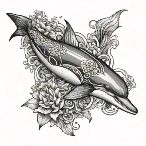 Dolphin And A Koi Fish Swimming