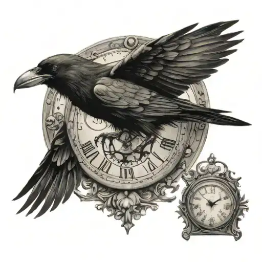 Crow And Clock Face