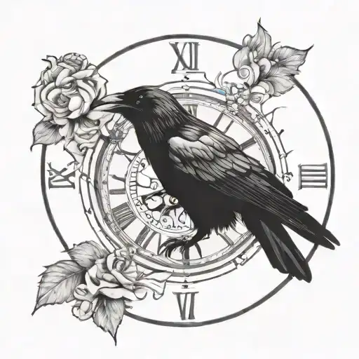 Crow And Clock Face