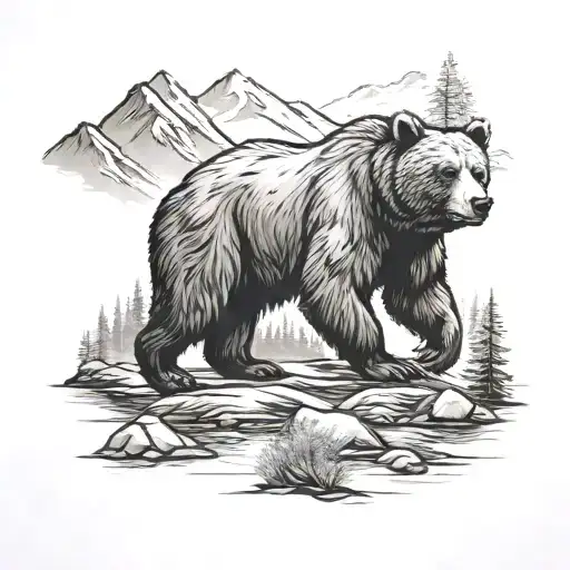 Mountain River Bear Trees