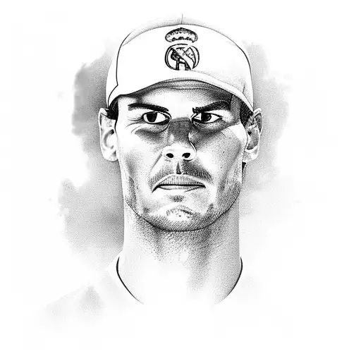 A Realistic Portrait Of Rafa Nadal Wearing A Real Madrid Jersey