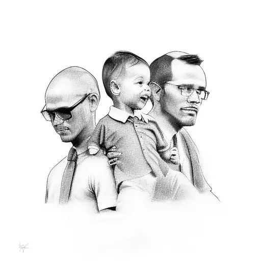 A Outline Of A Father And His Two Boys